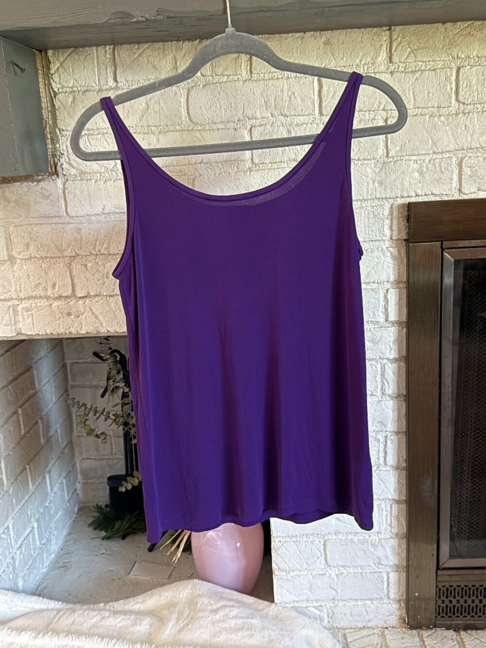 Eileen Fisher 100% Silk Purple Tank Top S Relaxed Fit Renew